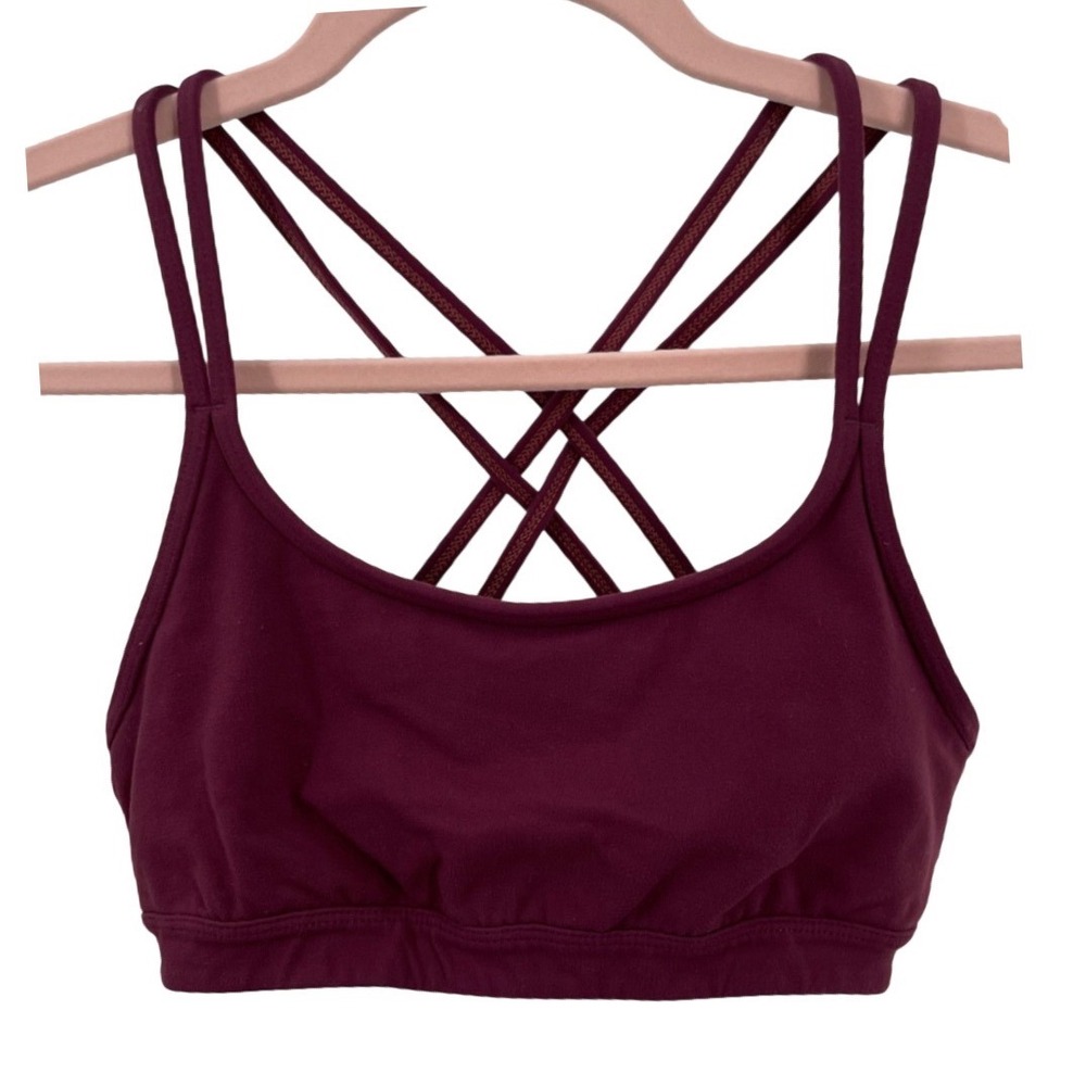 Athleta Sports Bra Women XS Burgundy Strappy Crisscross Back Activewear